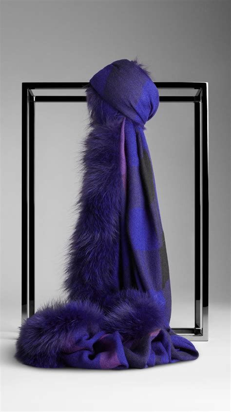 blue burberry scarf fur trim|where to buy burberry scarf.